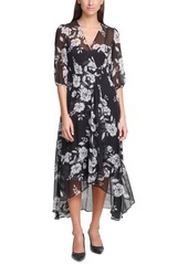 Calvin Klein Floral-Print Chiffon Maxi Dress