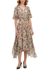 Calvin Klein Floral-Print Chiffon Midi Dress