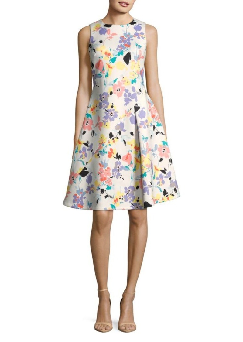 calvin klein floral fit and flare dress