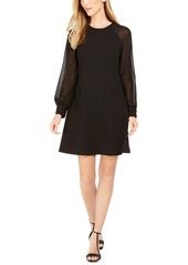 Calvin Klein Illusion-Sleeve A-Line Dress - Black