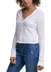 Calvin Klein Jeans Button-Front Cropped Cotton Top