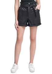 Calvin Klein Jeans Faux-Leather Paperbag Shorts