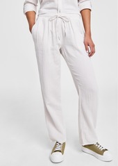 Calvin Klein Jeans Petite Crepe Gauze Straight-Leg Pants - Birch