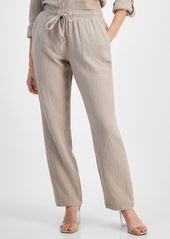 Calvin Klein Jeans Petite Crepe Gauze Straight-Leg Pants - Birch