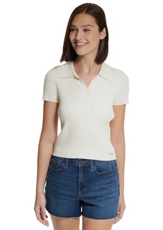 Calvin Klein Jeans Ribbed Cap-Sleeve Polo Shirt
