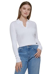 Calvin Klein Jeans Ribbed Knit Polo Top