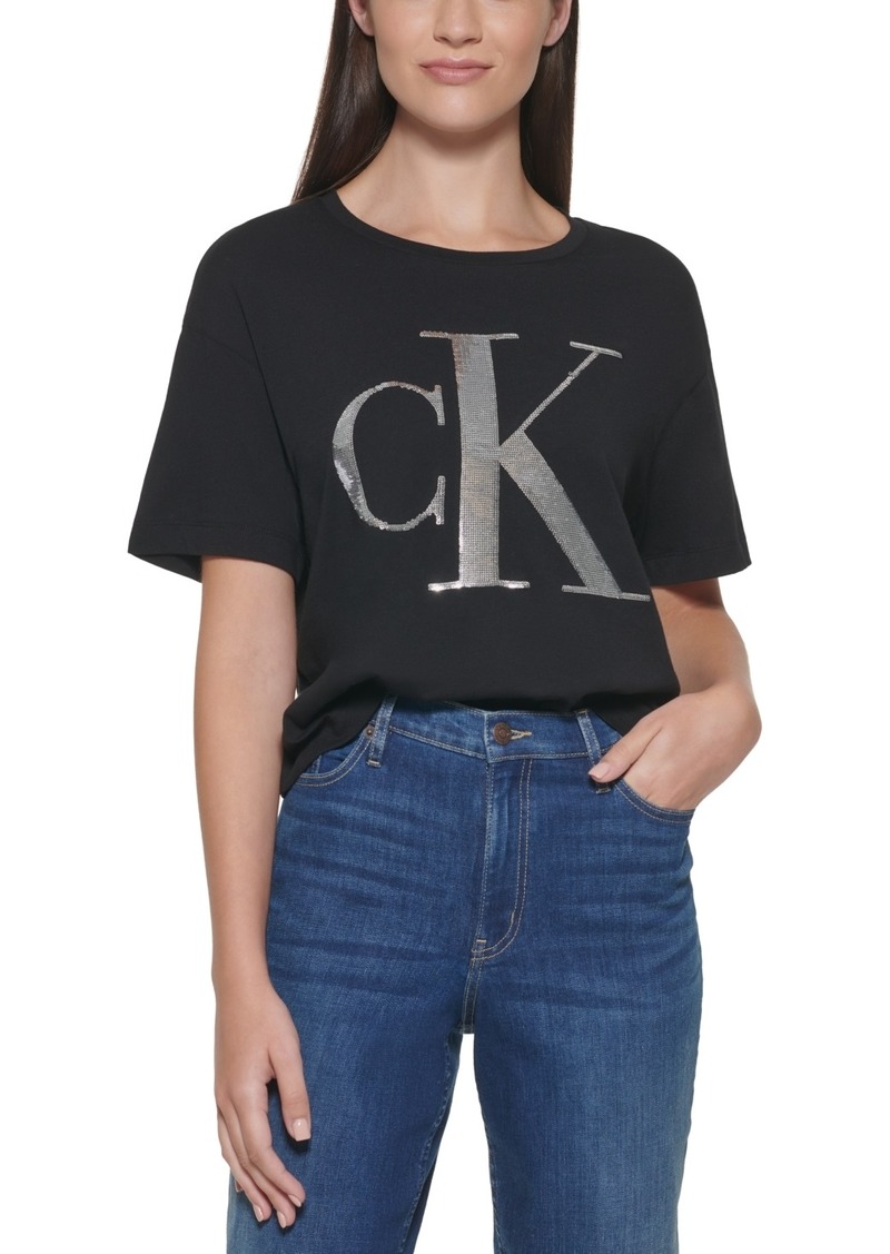 Calvin Klein Jeans Sequin Logo Boyfriend T-Shirt