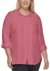 Calvin Klein Jeans Trendy Plus Size Utility Shirt - Chambray