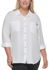 Calvin Klein Jeans Trendy Plus Size Utility Shirt - Chambray