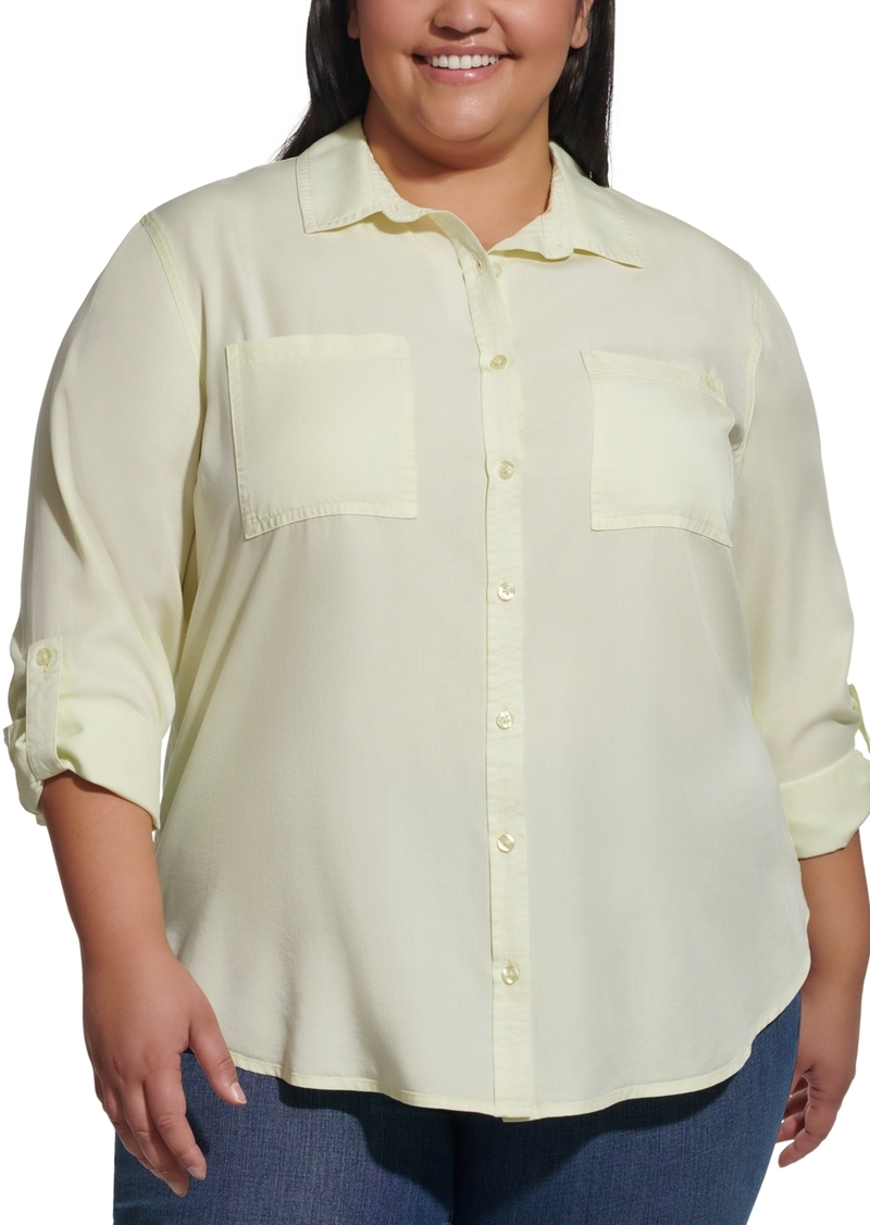 Calvin Klein Jeans Trendy Plus Size Utility Shirt - Chambray