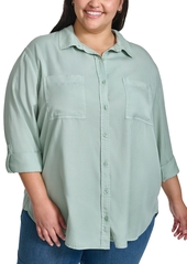 Calvin Klein Jeans Trendy Plus Size Utility Shirt - Chambray