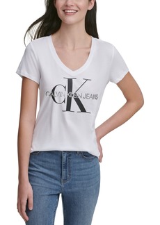 Calvin Klein Jeans V-Neck Logo T-Shirt - White