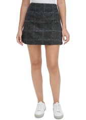 Calvin Klein Jeans Women's A-Line Circle Skirt With Side Zipper - Black Brushed Plaid
