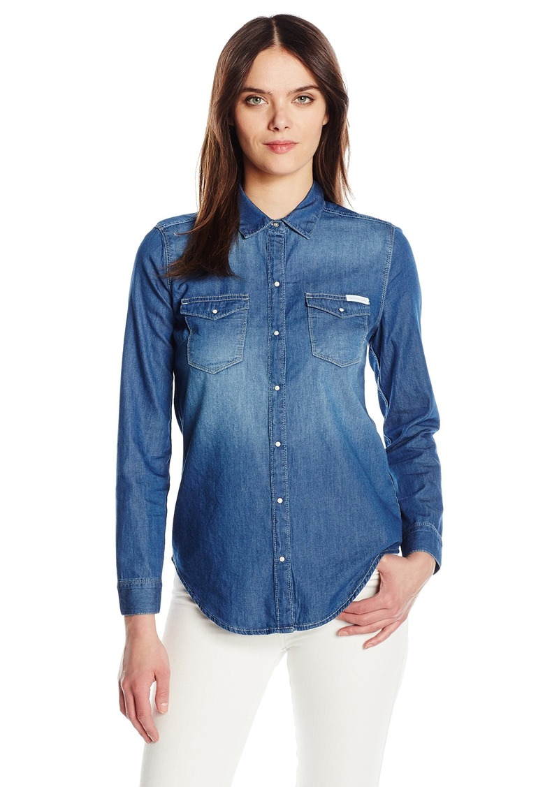 calvin klein denim shirt womens