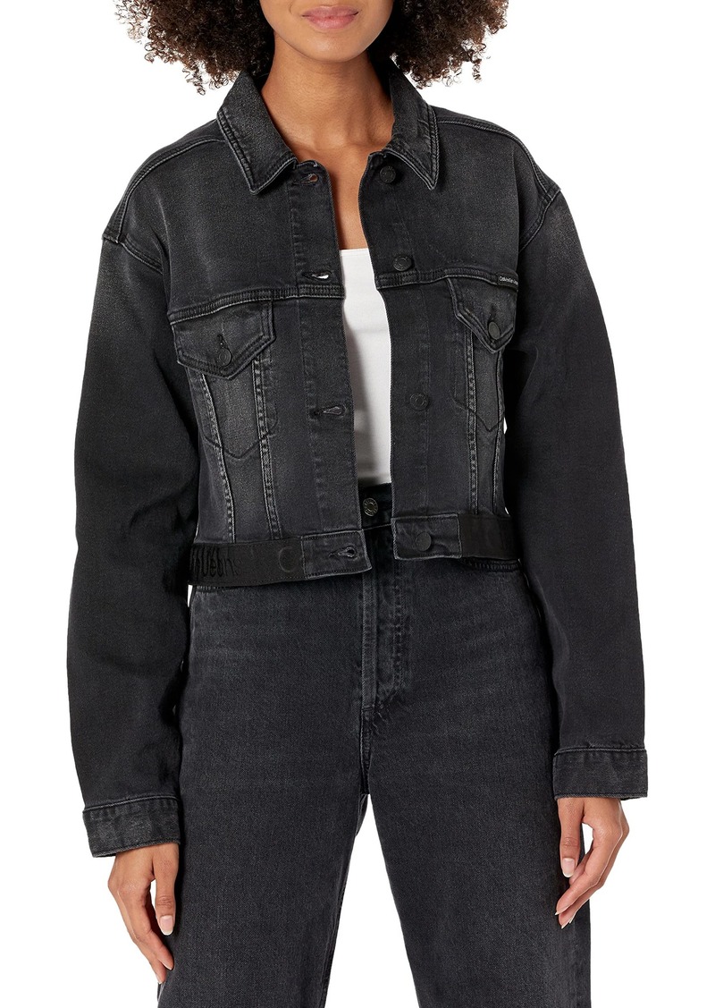 Calvin Klein Jeans Women's Oversized Cropped Denim Jacket   US