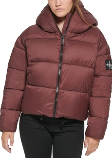 Calvin Klein Jeans Women's Cropped Hooded Puffer Jacket - Bitter Chocolate
