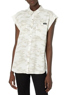 Calvin Klein Jeans Women's Sleeveless Button Front Shirt