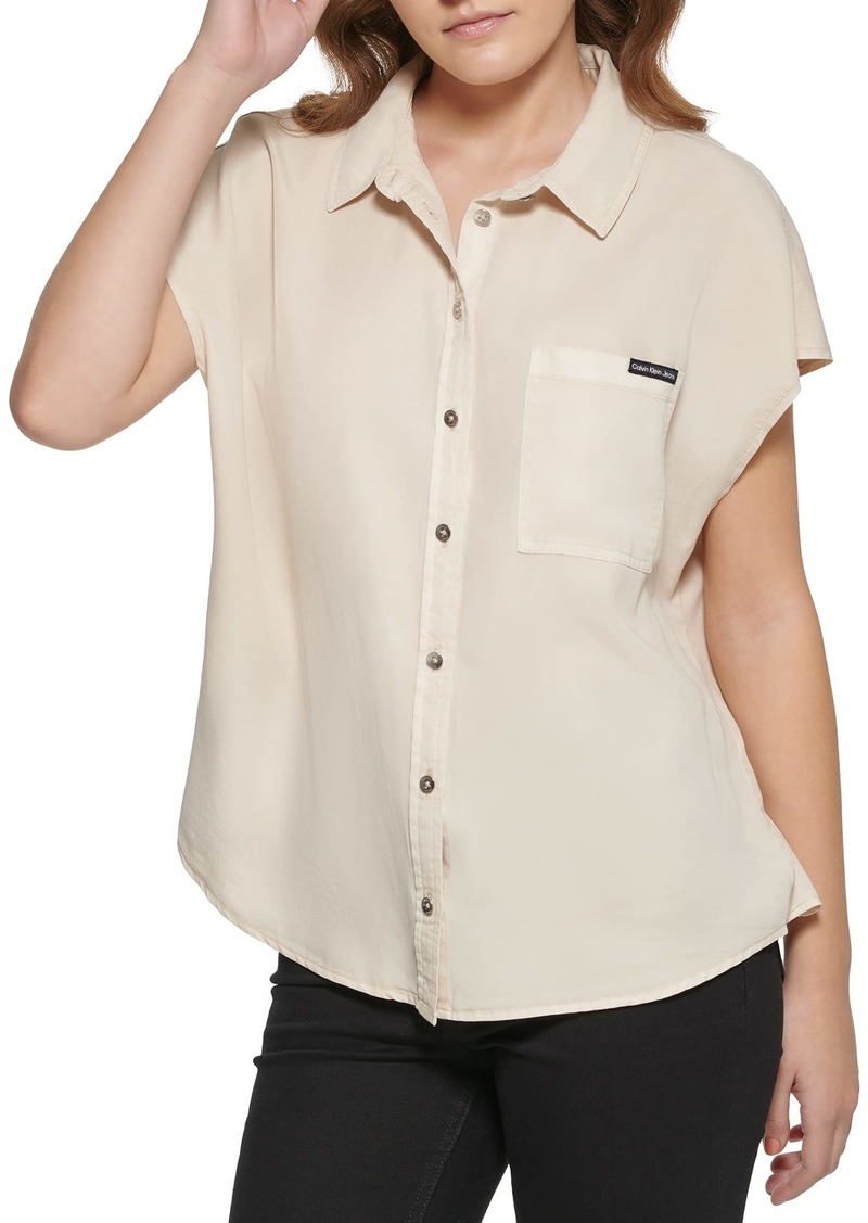 Calvin Klein Jeans Women's Dolman Short Sleeve Shirt  Extra Large