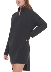 Calvin Klein Jeans Women's Half-Zip High-Low Sweater Dress - Black