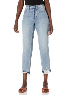 Calvin Klein Jeans Women's Hi Rise Straight Leg Crop W/Destructed Hem Vintage Denim