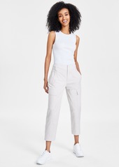 Calvin Klein Jeans Women's High-Rise Stretch Twill Cargo Ankle Pants - Birch