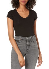 Calvin Klein Jeans Women's Logo Patch Short Sleeve V-Neck Bodysuit