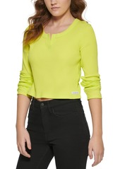 Calvin Klein Jeans Women's Ribbed Henley Cropped Top
