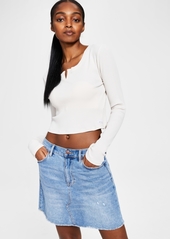Calvin Klein Jeans Women's Ribbed Henley Cropped Top
