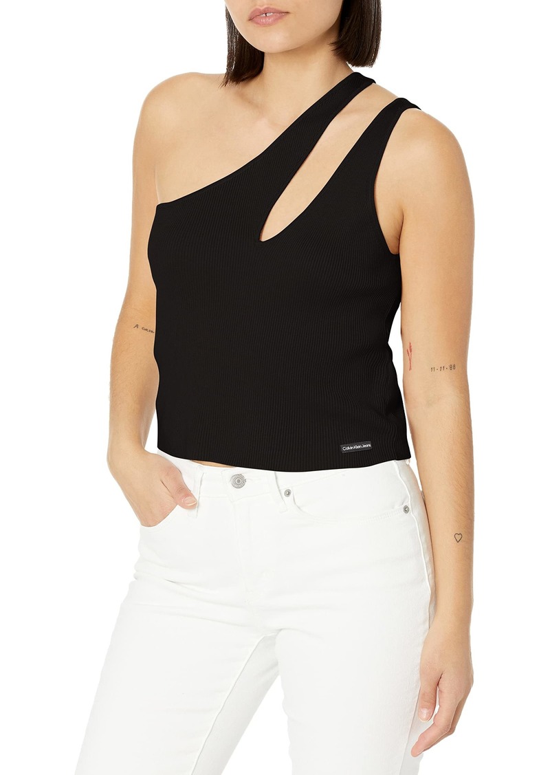 Calvin Klein Jeans Women's Ribbed One ShoulderTop  Extra Small