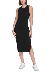 Calvin Klein Jeans Women's Ribbed Sleeveless Midi Dress - Black
