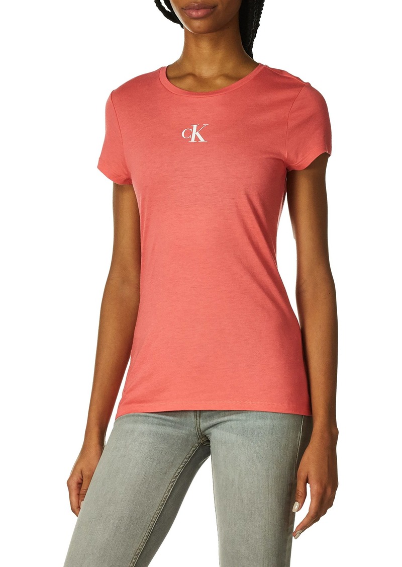 Calvin Klein Jeans Women's Shiny CK Logo Short Sleeve Tee