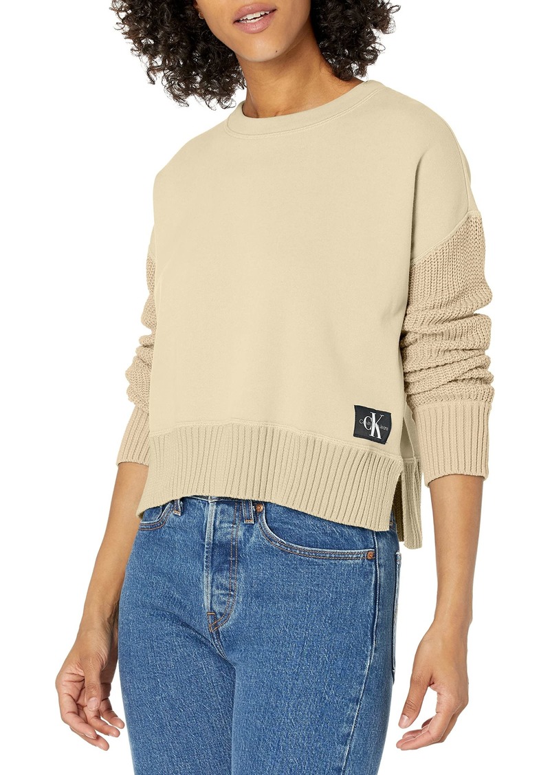 Calvin Klein Jeans Women's Knit Sleeve Round Neck Sweater  Extra Small