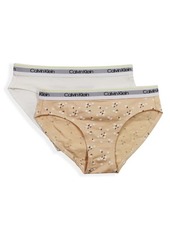 Calvin Klein Kids' Assorted 2-Pack Bikinis in Nude Daisy/White at Nordstrom