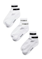Calvin Klein Logo Stripe Cushion Quarter Socks, Pack of 3