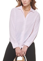 Calvin Klein Long Sleeve Logo Print Button Down Shirt