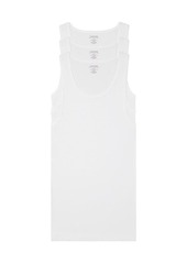 Calvin Klein mens 100% Cotton T-Shirt 3 Pack WHITE - Tank Top