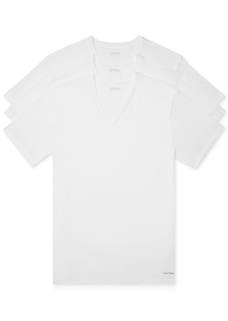 Calvin Klein Men's 3-Pack Cotton Classics Short-Sleeve V-Neck Undershirts - White