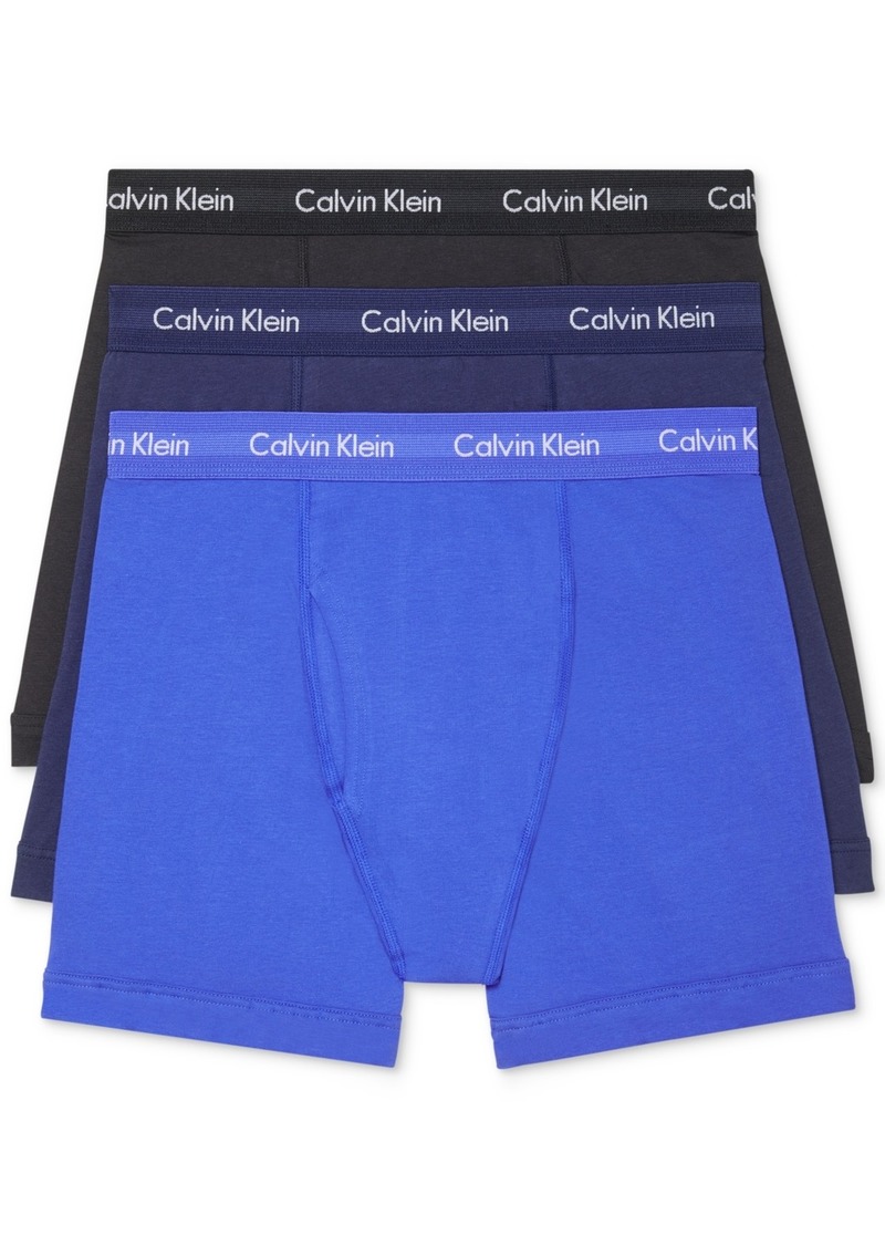 Calvin Klein Men's 3-Pack Cotton Stretch Boxer Briefs Underwear - New Navy/Vintage Khaki/Troposphere