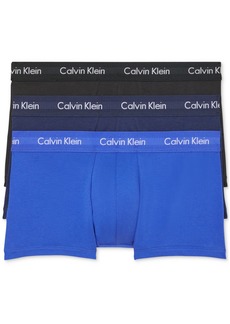Calvin Klein Men's 3-Pack Cotton Stretch Low-Rise Trunk Underwear - Black/Blue/Cobalt