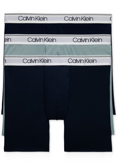 Calvin Klein Men's 3-Pack Micro Stretch Solid Boxer Briefs - SPELLBOUND, BLUE SHADOW, ARONA W/ WHITE
