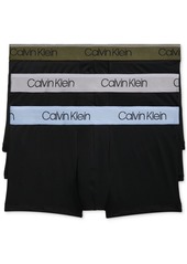 Calvin Klein Men's 3-Pack Microfiber Stretch Low-Rise Trunk Underwear - Black/tigers Eye/navy