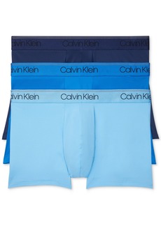 Calvin Klein Men's 3-Pack Microfiber Stretch Low-Rise Trunk Underwear - Navy/Blue/Paradise