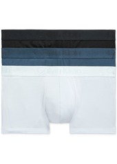 Calvin Klein Men's 3-Pk Black Microfiber Low Rise Trunk Underwear - Black, Blue, White