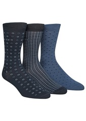 Calvin Klein Men's 3-Pk. Patterned Crew Socks - Navy