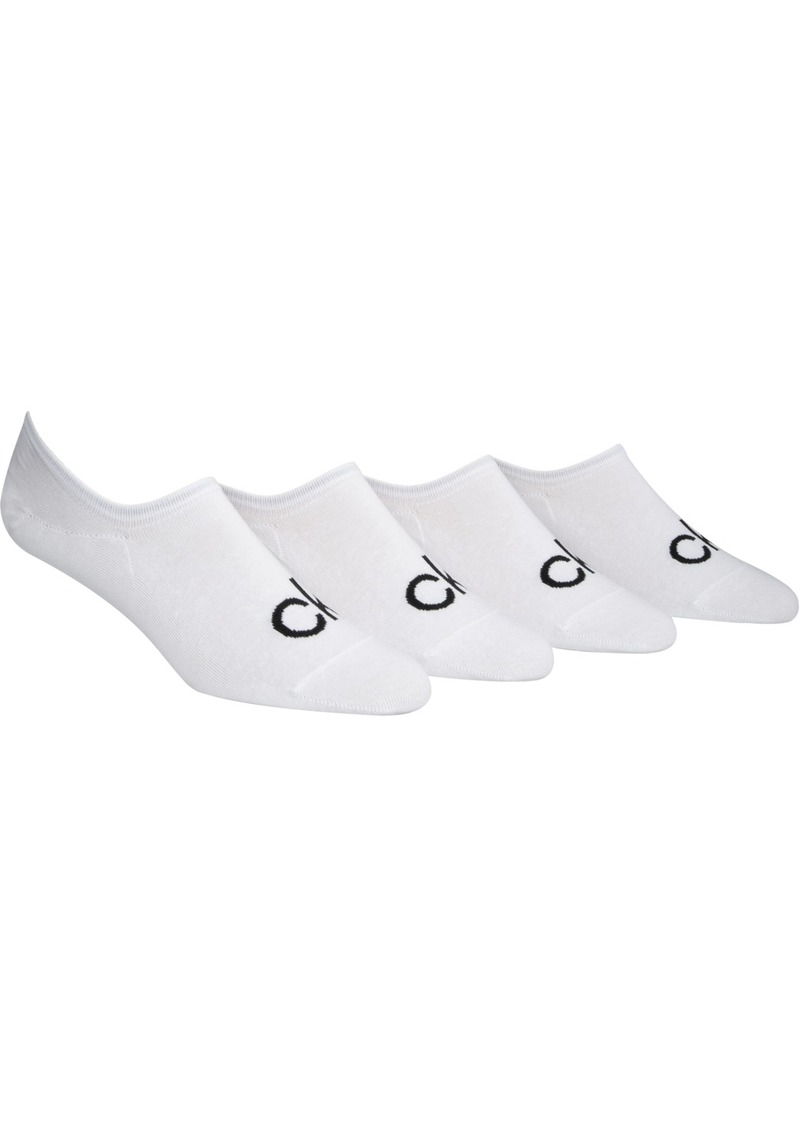 Calvin Klein Men's 4-Pk. Logo Liner Socks - White