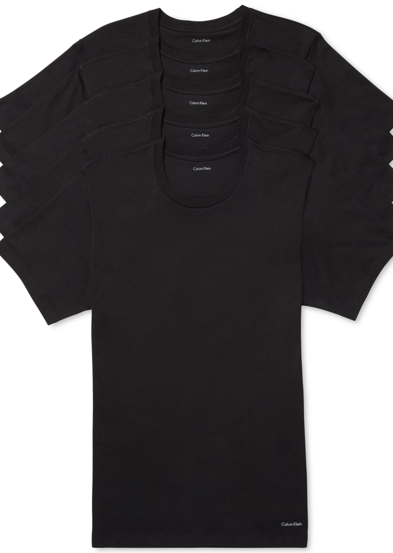 Calvin Klein Men's 5-Pk. Cotton Classics Crew Neck Undershirts, Created for Macy's - Black