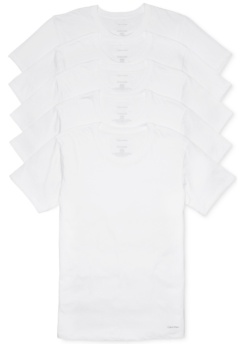 Calvin Klein Men's 5-Pk. Cotton Classics Crew Neck Undershirts, Created for Macy's - White