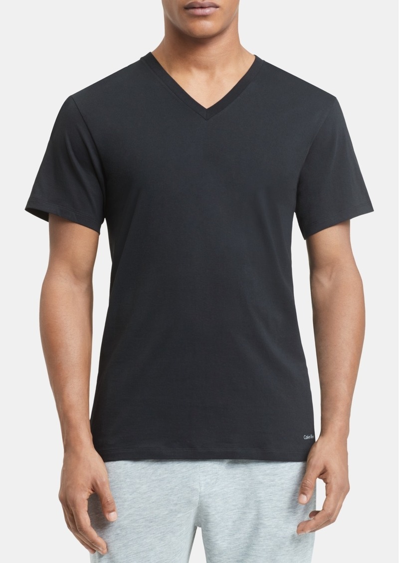 Calvin Klein Men's 5-Pk. Cotton Classics V-Neck Undershirts, Created for Macy's - Black