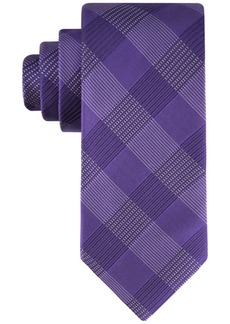 Calvin Klein Men's Aiden Blue Grid Tie - Purple