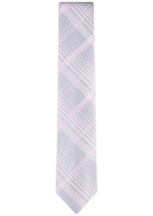 Calvin Klein Men's Ari Plaid Tie - Silver/pink